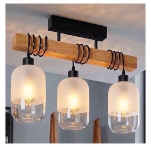 Brilagi - Plafoniera WOOD GLASS 3xE27/60W/230V pino/nero/bianco