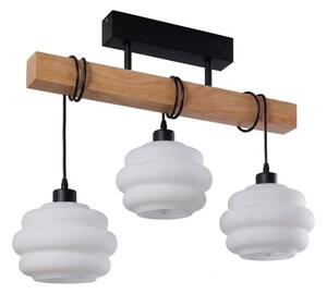 Brilagi - Lampadario a plafone WOOD GLASS 3xE27/60W/230V pino/nero/bianco