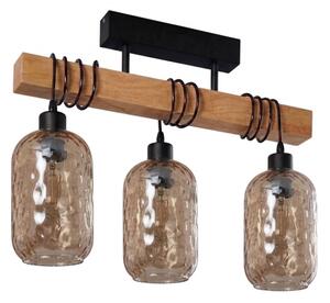 Brilagi - Plafoniera WOOD GLASS 3xE27/60W/230V pino/nero/marrone fumé