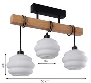 Brilagi - Lampadario a plafone WOOD GLASS 3xE27/60W/230V pino/nero/bianco