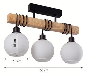 Brilagi - Lampadario da soffitto WOOD GLASS 3xE27/60W/230V pino/nero/bianco