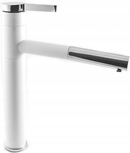 Granitan - Rubinetto da cucina - Rubinetto per lavello - Bocca estraibile - Orientabile a 360° - Bianco - ROUND