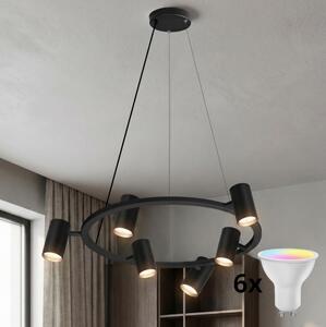 Brilagi - Lampadario LED RGBW dimmerabile a sospensione con cavo SELE 6xGU10/6,5W/230V nero
