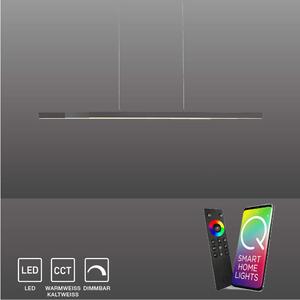 Paul Neuhaus Luce a sospensione LED Q-ARIAN Luce a sospensione con scatola a soffitto illuminata, CCT RGB antracite Sala da pranzo, cucina 2569-13