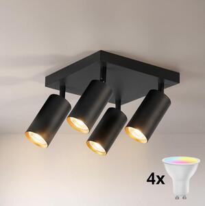 Brilagi - Faretto LED RGBW dimmerabile SELE SQUARE 4xGU10/6,5W/230V nero/oro