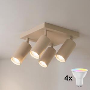Brilagi - Faretto LED RGBW dimmerabile SELE SQUARE 4xGU10/6,5W/230V beige