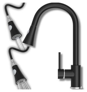 Granitan - Rubinetto da cucina - Rubinetto per lavello - Bocca estraibile - 2 tipi di getto - Nero - SNAKE
