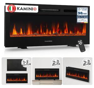 KAMINIO Camino elettrico MARLON - Caminetto elettrico 3-in-1 con riscaldamento, effetto fiamma 3D, 12 colori di fiamma, telecomando - 42 pollici