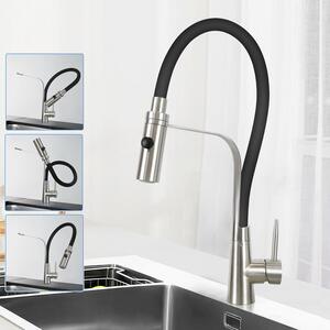 ZMH Rubinetteria Cucina miscelatore doccia nero Miscelatore lavello estraibile Miscelatore girevole a 360° Miscelatore flessibile per lavelli bagno