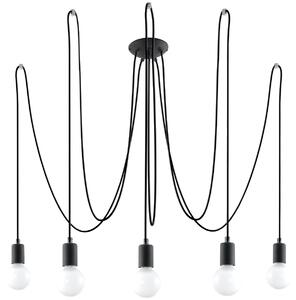 Lampadario a Sospensione 5xE27 EDISON 5 in Acciaio Nero