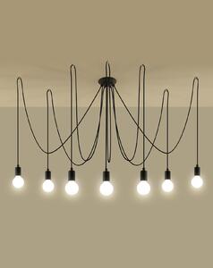 Lampadario a Sospensione 7xE27 EDISON 7 in Acciaio Nero