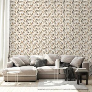Carta da parati – Geometria beige con effetto tridimensionale