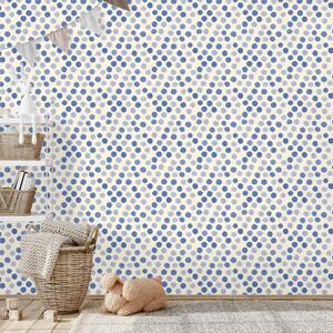 Carta da parati – Pois blu su sfondo beige
