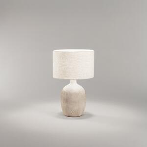 Lampada Tavolo Contemporanea Tribale Ceramica Beige Tessuto Avana 1 Luce E27