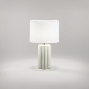 Lampada Tavolo Contemporanea Tribale Ceramica Beige Bianco Tessuto 1 Luce E27