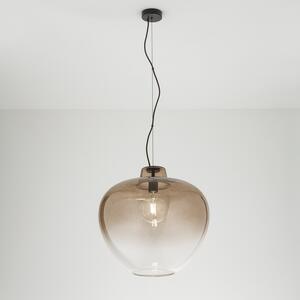 Sospensione Contemporanea Big Bowl Metallo Nero Vetro Marrone 1 Luce E27