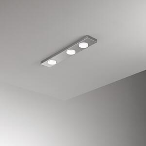 Plafoniera Moderna Bottone Metallo Alluminio Opaco 3 Luci Gx53 Ip20