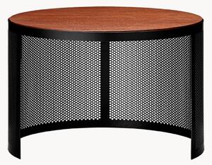 Tavolino rotondo in metallo con piano in legno Pausilius