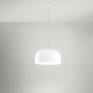 Sospensione Contemporanea Glossy Metallo Vetro Bianco 1 Luce E27 Ip20 D50