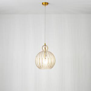 Sospensione Contemporanea Metallo Vetro Cognac 1 Luce E27 Ip20 D25