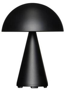 Hübsch HÜBSCH Lampada da tavolo LED ricaricabile Mush, nero opaco, altezza 20 cm dimmerabile, Nero, Metallo, Moderno