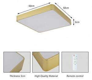Brilagi-LED Plafoniera dimmerabile POOL LED/48W/230V 3000-6000K 50x50 cm dorata + telecomando