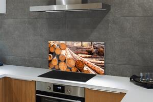 Pannello paraschizzi cucina Composizione di tronchi di legno 125x50 cm