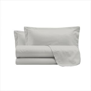 Set Lenzuola Sopra Sotto e Federe Matrimoniale Maxi 180x200 cm Linea Cloe in Raso di Cotone Grigio Chiaro