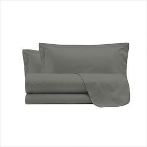 Set Lenzuola Sopra Sotto e Federe Matrimoniale Maxi 180x200 cm Linea Cloe in Raso di Cotone Fumo