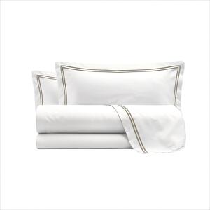 Set Lenzuola Sopra Sotto e Federe Matrimoniale Maxi 180x200 cm Linea Venere in Raso di Cotone Tortora