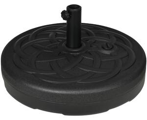 Outsunny Base per Ombrellone Rotonda in Plastica Riempibile con Acqua e Sabbia per Pali da 38-48 mm, Ø56 cm, Nero