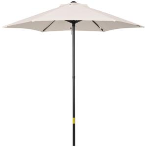 Outsunny Ombrellone da Giardino 2x2m Rotondo con Palo Centrale in Alluminio e Poliestere, Crema