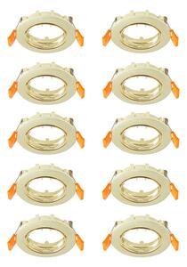 Prios plafoniera a incasso Fibur, oro, zinco, Ø 8,2 cm, 10 unità