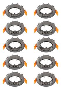 Plafonnier à encastrer Fibur de Prios, gris foncé, Ø8cm, lot de 10
