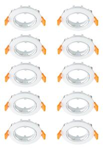 Prios plafoniera a incasso Fibur, bianco, zinco, Ø 8,2 cm, 10 unità Fibur PRIOS, dimmerabile, Bianco / Opale, Soggiorno / Sala da pranzo, Metallo, Moderno