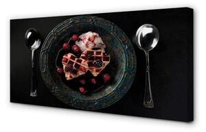 Stampa quadro su tela Gelato a cucchiaio per waffles. 100x50 cm