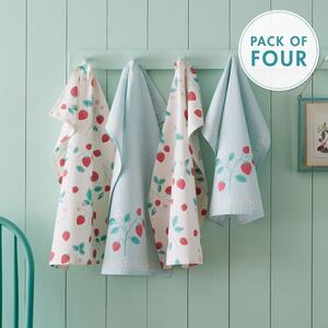 Asciugamani in cotone in set da 4 50x70 cm Strawberry Garden - Catherine Lansfield