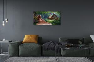 Stampa quadro su tela Foresta della donna del fagiano 100x50 cm