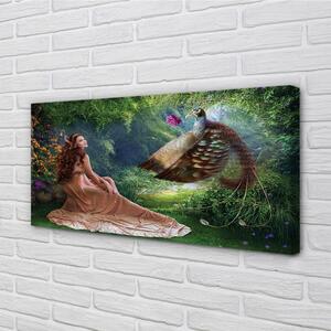 Stampa quadro su tela Foresta della donna del fagiano 100x50 cm