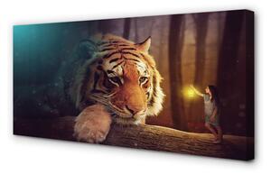 Quadro su tela Tiger Forest Man 100x50 cm
