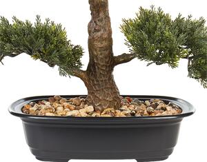 Pianta artificiale in vaso materiale sintetico bonsai albero bonsai accessorio decorativo verde e nero 44 cm Beliani