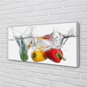 Foto quadro su tela Peperoni colorati in acqua 100x50 cm