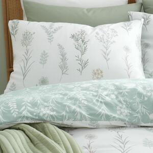 Biancheria da letto singola in cotone verde e bianco 135x200 cm Wild Flowers - Bianca