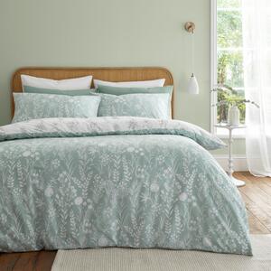 Biancheria da letto singola in cotone verde e bianco 135x200 cm Wild Flowers - Bianca