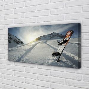 Stampa quadro su tela Scheda sulla neve delle montagne 100x50 cm
