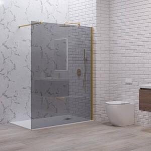 Kamalu doccia walk in 90 cm vetro fumè e profilo oro spazzolato | kw-100gf