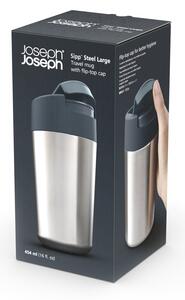 Tazza da viaggio in blu scuro-argento 450 ml Sipp - Joseph Joseph