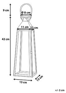 Lanterna in Metallo Nero Acciaio Inox H 42 cm Portacandele a Colonna Conica Beliani