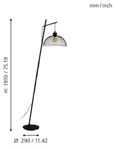 Eglo 43307 - Lampada da terra POMPEYA 1xE27/60W/230V