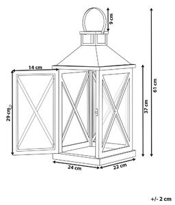 Lanterna in legno di pino marrone 61 cm portacandele a colonna con porte in vetro decorativo per interni Beliani